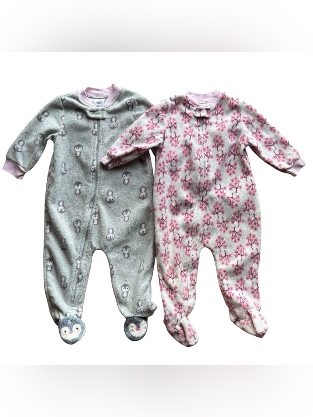 Bon Bébé Baby Girl 6-9M Fleece Footed One-Piece Pajamas Soft Warm Sleeper Cozy